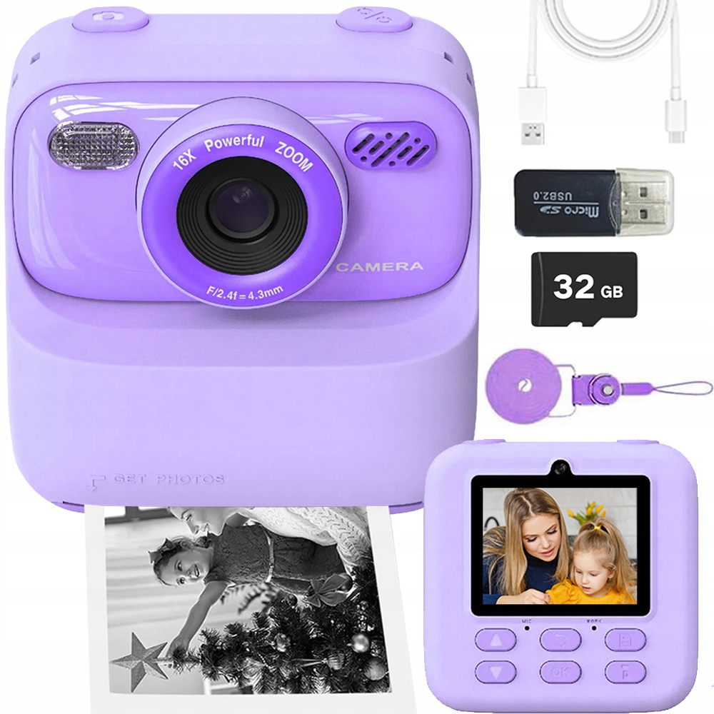 Instantní Fotoaparát, Termální Tiskárna 32GB Karta