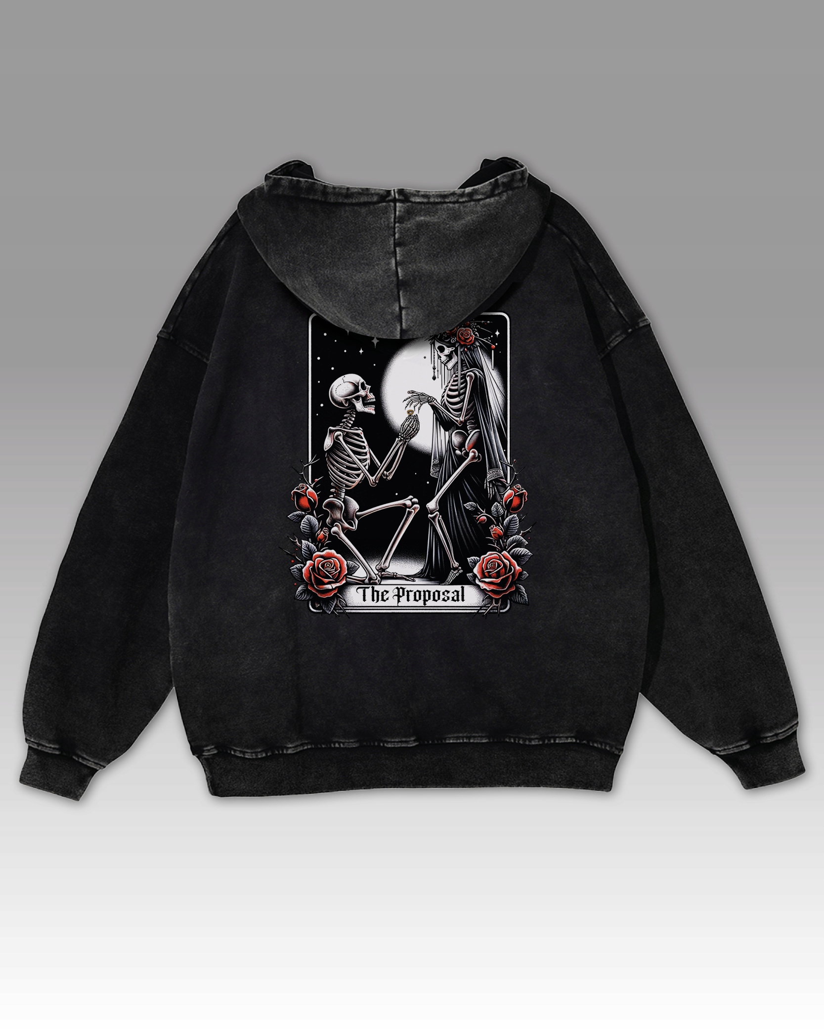 Oversize mikina Grave Proposal Kostra Růže Gotika Temná Černá XL