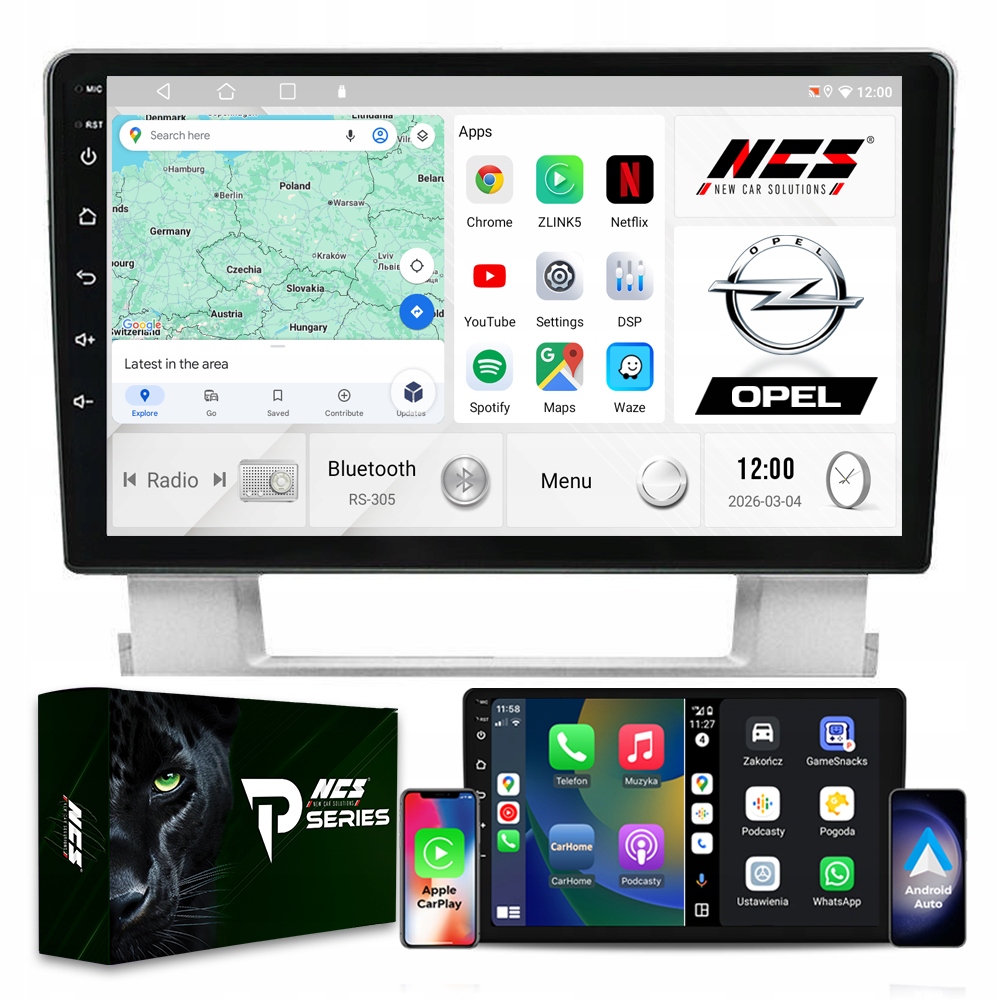 Rádio Navigace Android RS-305 Opel Astra J 2009-2015 2GB 9"
