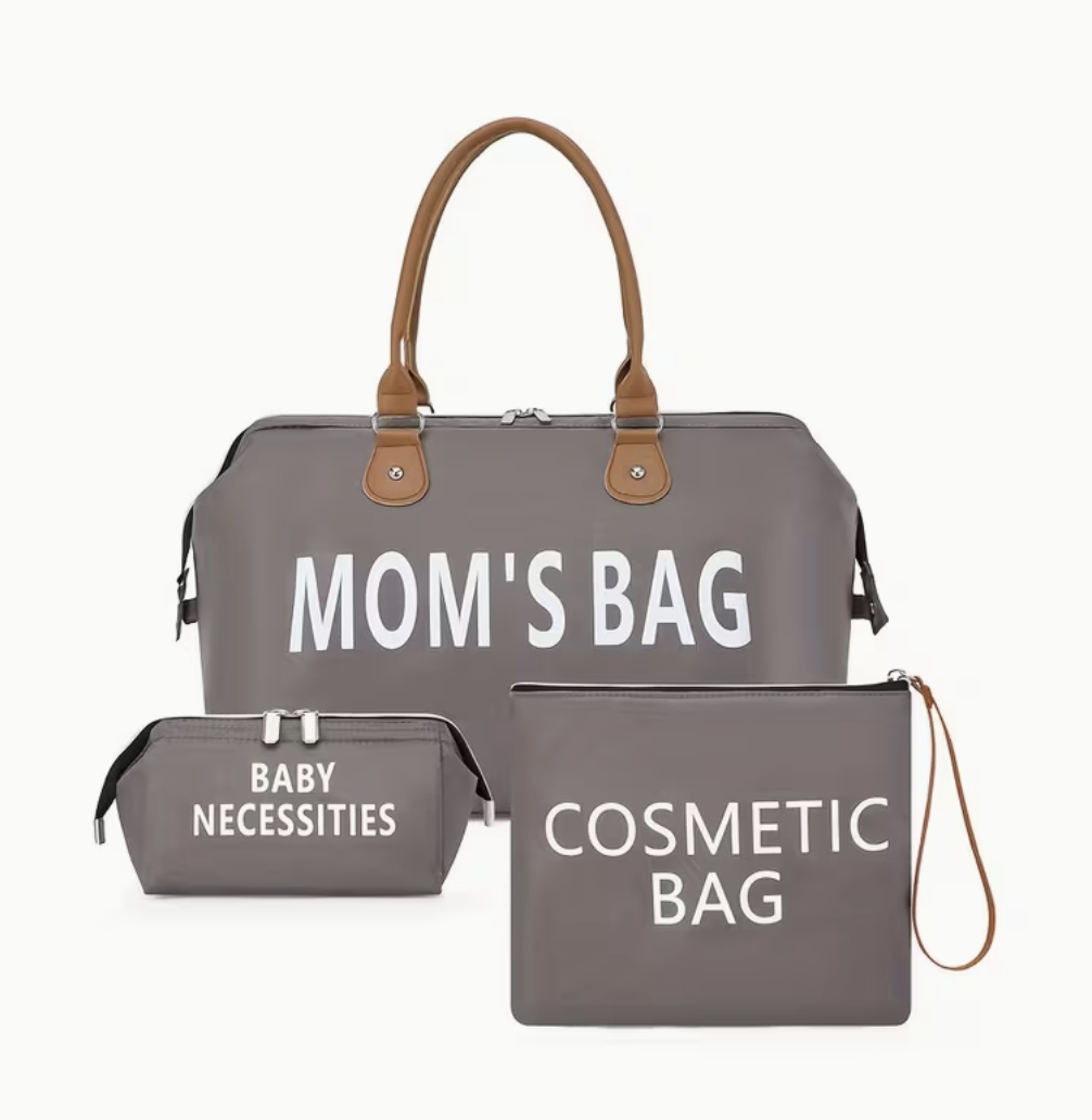 Szara torba dla mamy do szpitala Duża zestaw z kosmetyczką Mom's Bag 3W1