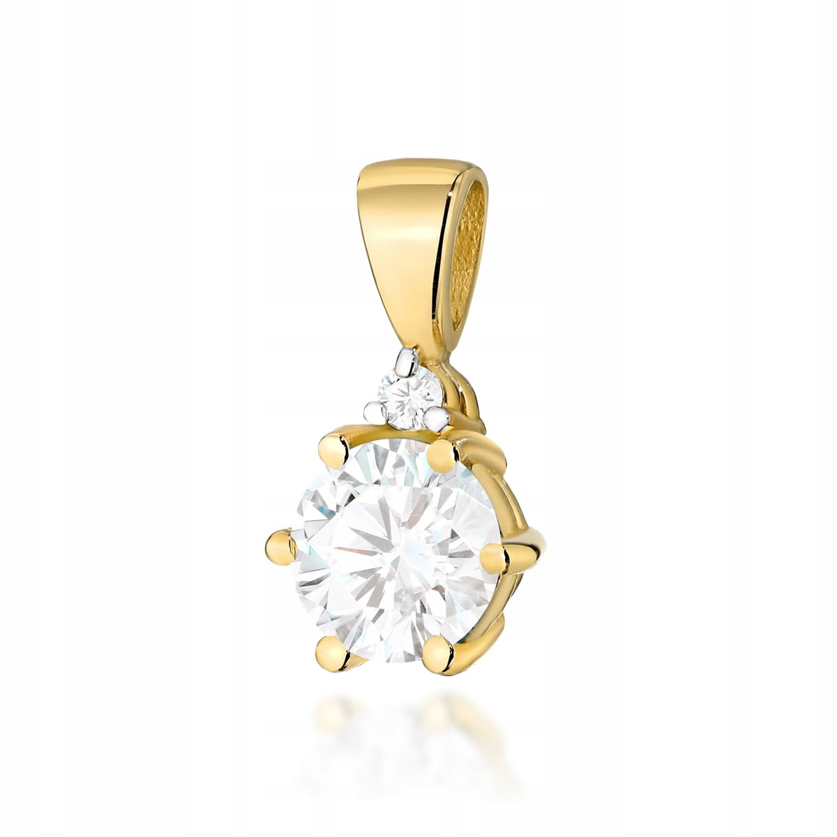 Přívěsek ze zlata 585 kulatý bílý safír s diamantem na Valentýna 0.4 g