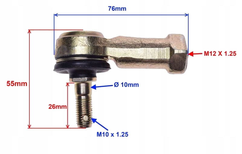 KOŃCÓWKA DRĄŻKA KIEROWNICZEGO ATV QUAD L BASHAN Numer katalogowy części 5136B