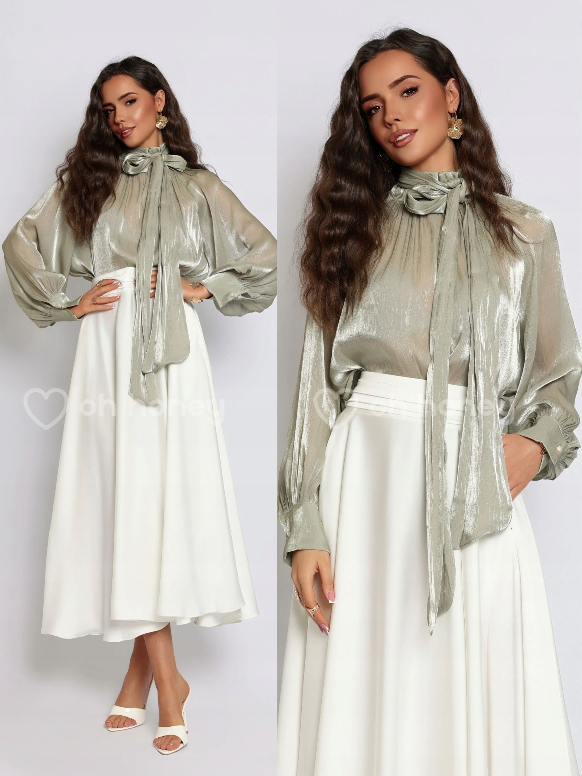 Saténová halenka Šalvějová Lily Charm M/L