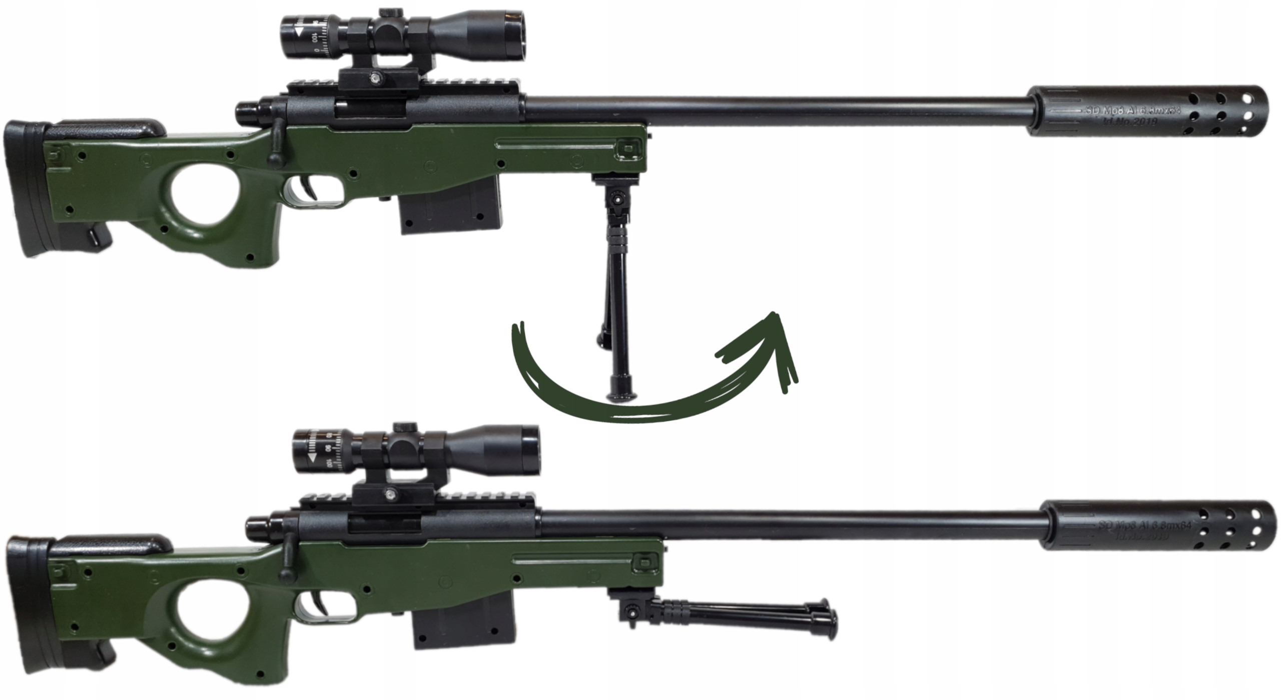 KARABIN SNAJPERKA AWP NA KULKI ASG + PISTOLET LASER + KULKI 800 szt. GRANAT Rodzaj karabiny