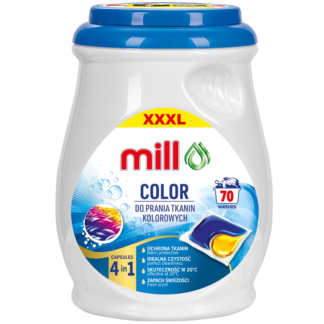 Levně Kapsle na praní barevného prádla Mill Professional 70 ks