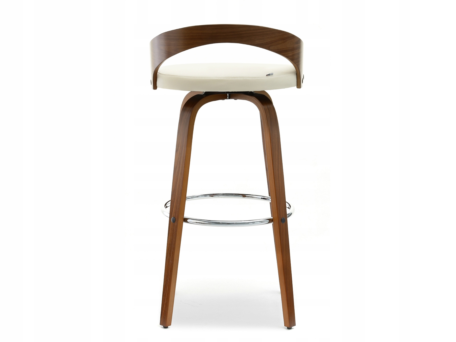 KRZESŁO BAROWE Z OBROTOWYM SIEDZISKIEM Z DREWNa NR 38 ORZECH KREM EKOSKÓRA Materiał sklejka