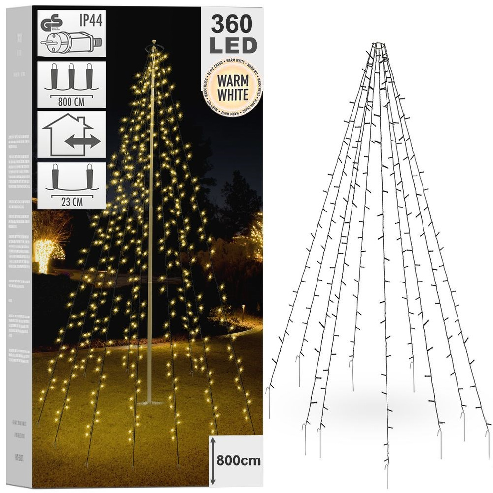 Vánoční osvětlení na stromeček 360 Led na stožáru
