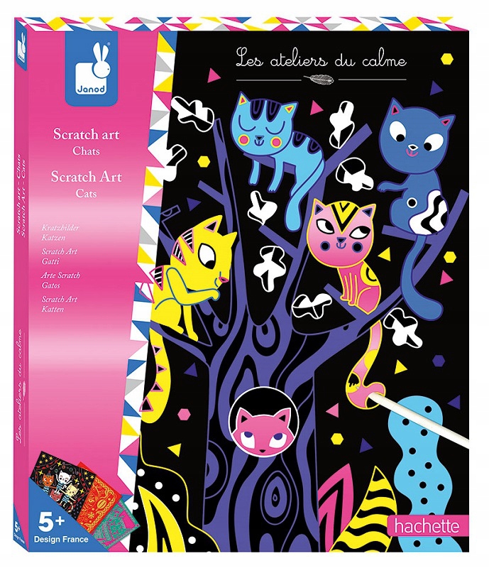 

Kotki zestaw artystyczny zdrapywanka koty Janod 5+