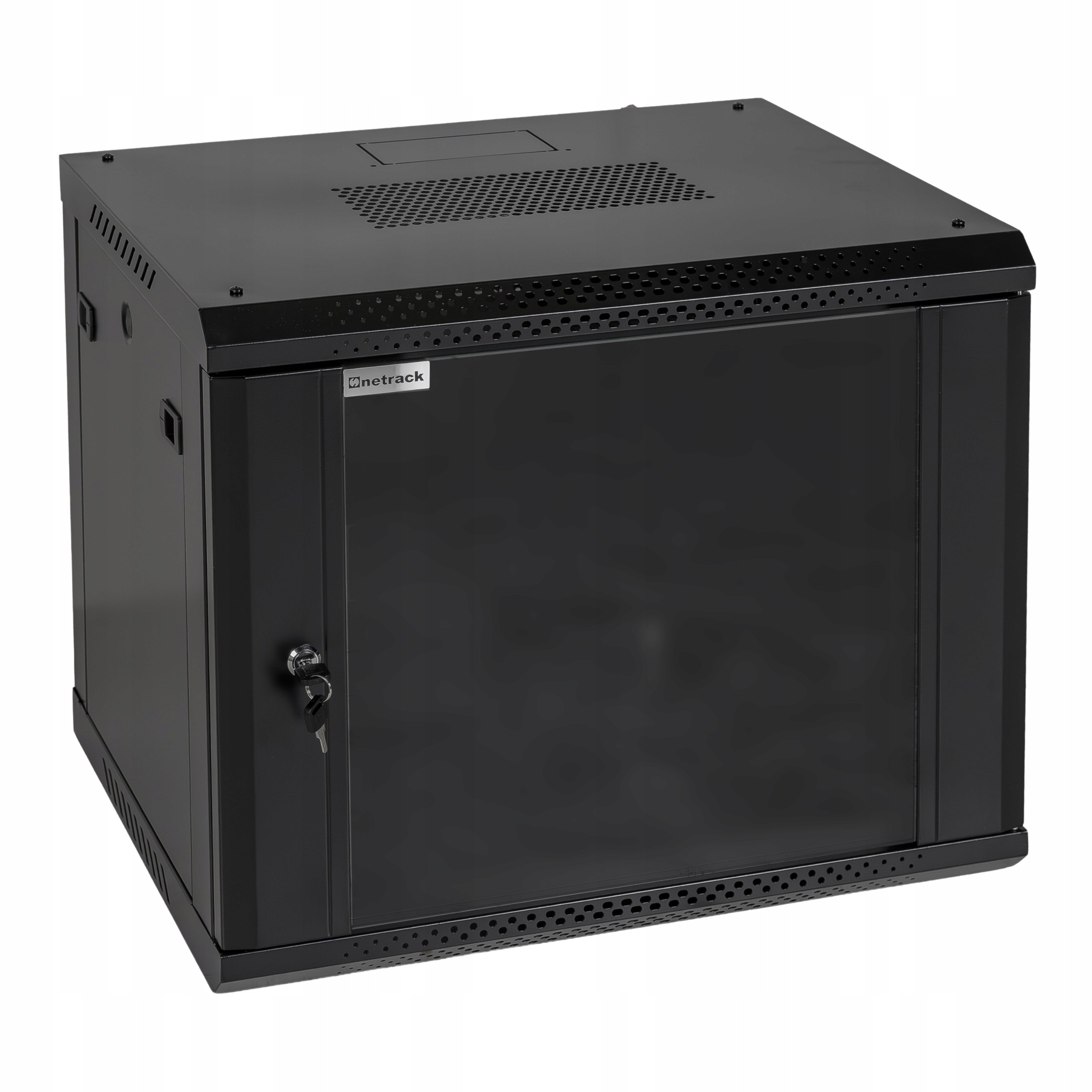 Szafa Wisząca RACK 19” 9U 450mm NETRACK F-Line Czarna Drzwi Szklane