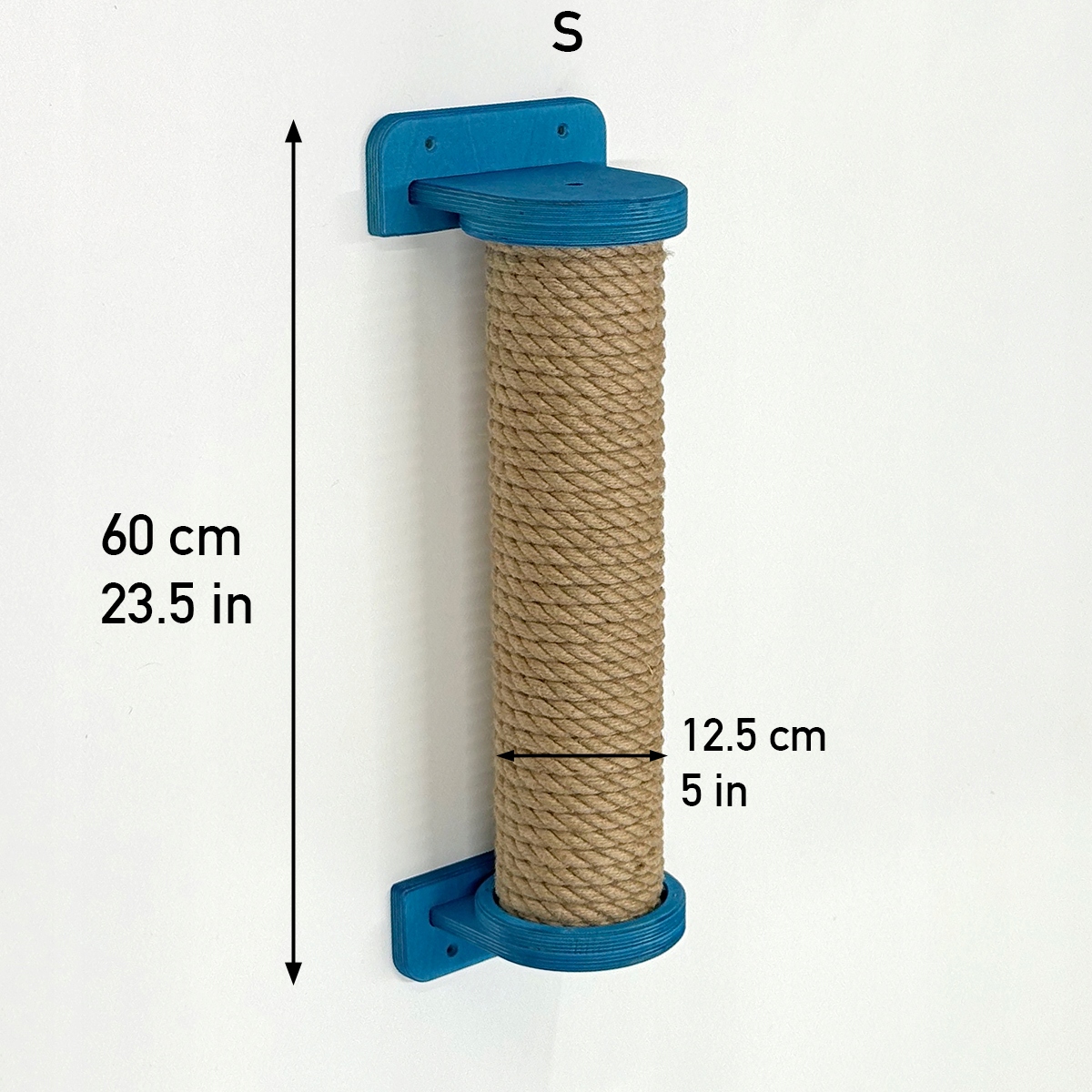 Levně Pevné škrabadlo pro kočky, sloupek na zeď, velikost S, 60 cm šrouby, modrá barva