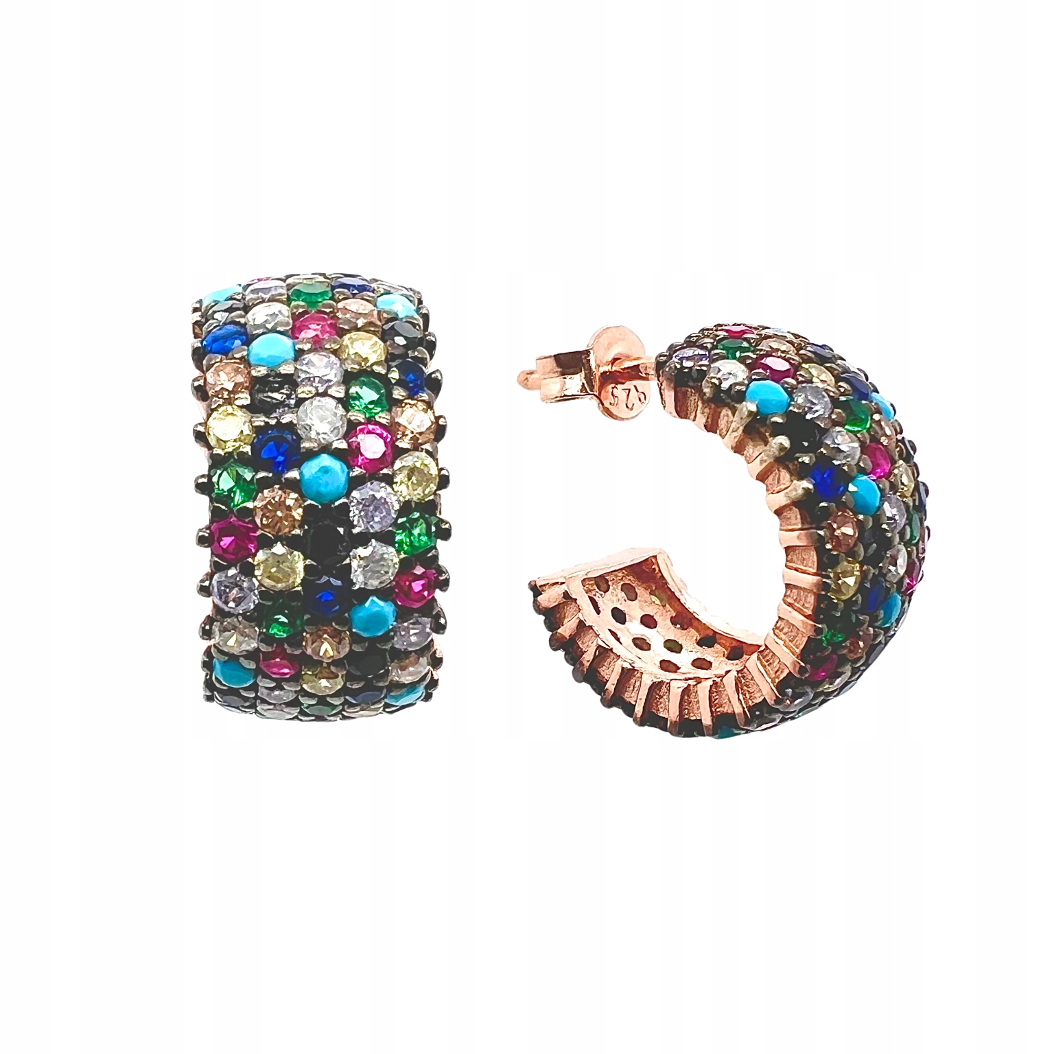 Pozlacené Náušnice Se Zirkony V Mnoha Barvách, Dámské Tyčinky Stříbro