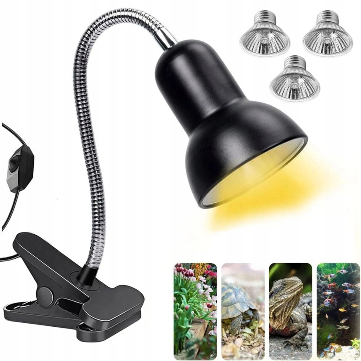 Levně Topná Lampa Želva, 3 Žárovky Uva Uvb 25+50W E27, Topná Lampa Pro Plazy