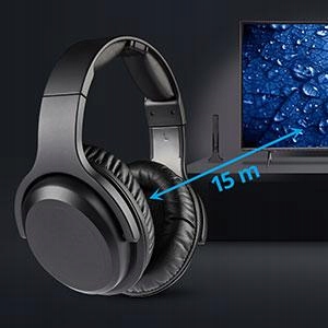 SŁUCHAWKI BEZPRZEWODOWE NAUSZNE STACJA NADAWCZA CZARNE RADIOWE 2,4GHz Rodzaj słuchawek nauszne