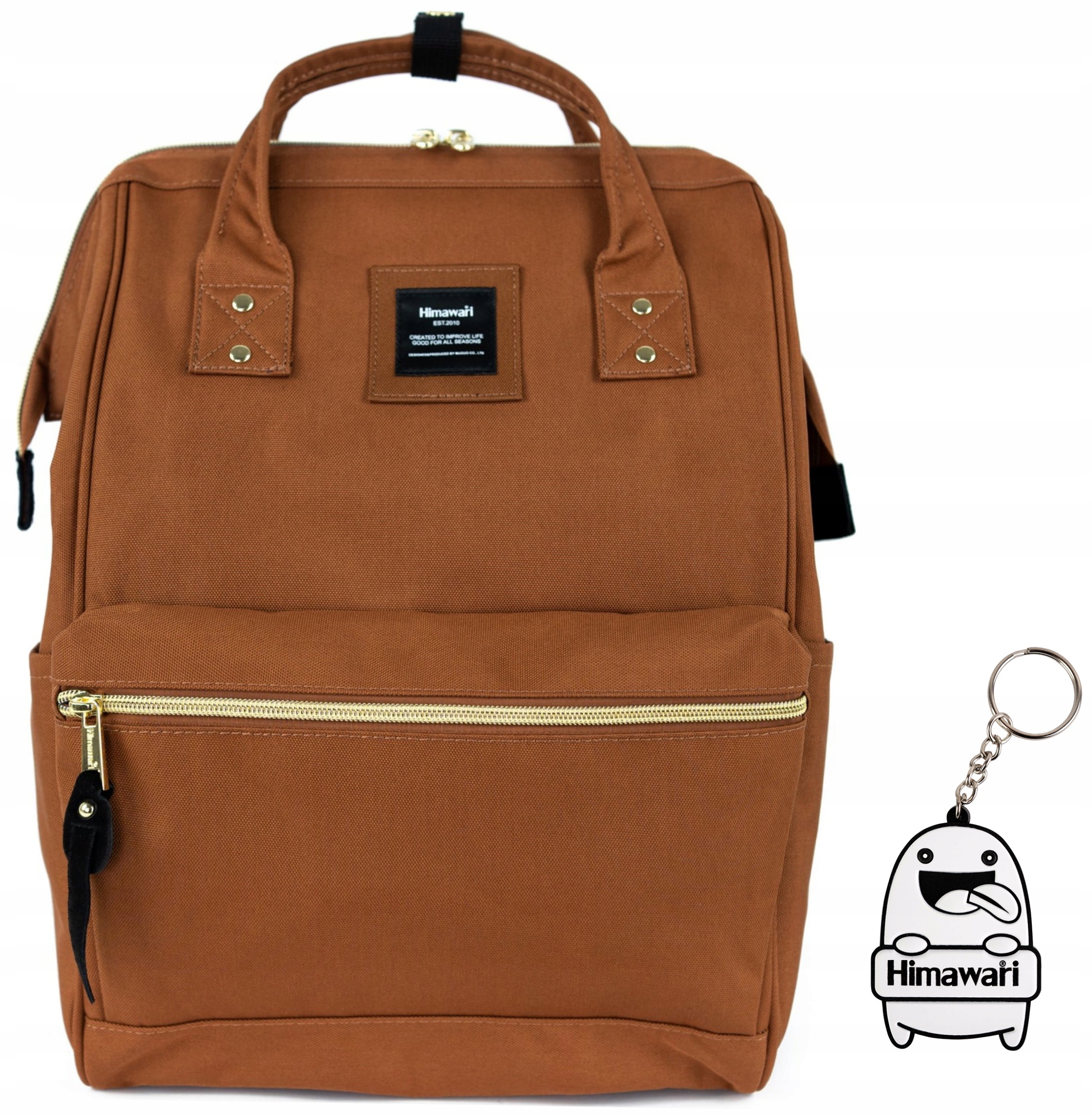 Batoh Himawari Classic – lehký školní batoh na notebook, světle hnědý