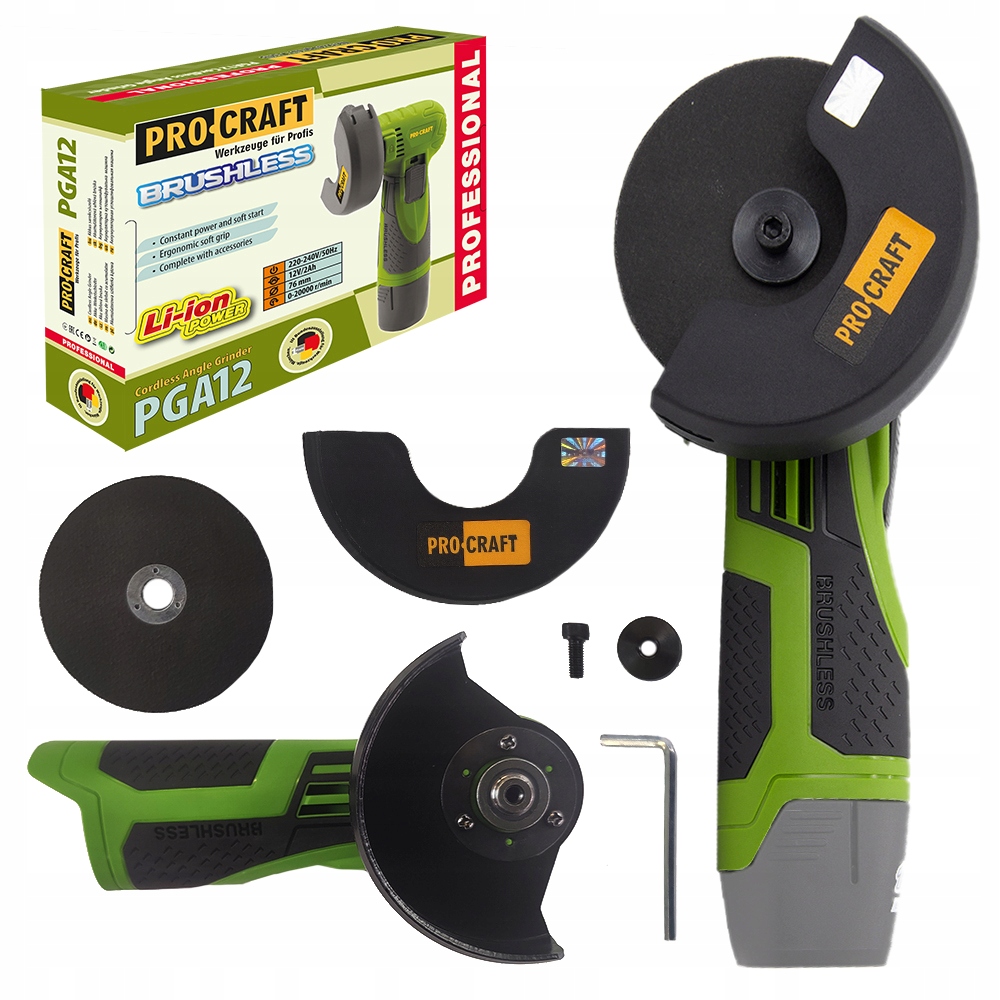 Akumulatorowa mini szlifierka kątowa Procraft PGA12 1B