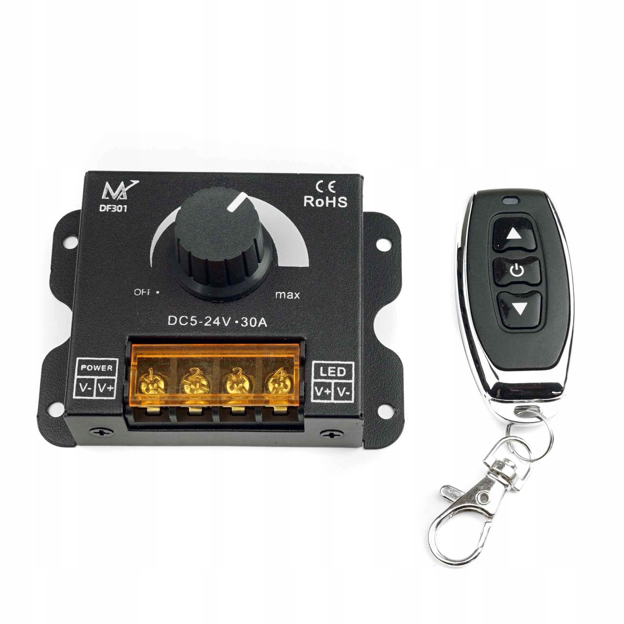 

Ściemniacz Led dimmer 12V-24V 30A z pilotem 433MHz