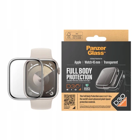 PanzerGlass Full Body Case pouzdro přední strana ze Sklá pro Apple Watch 9 45 mm