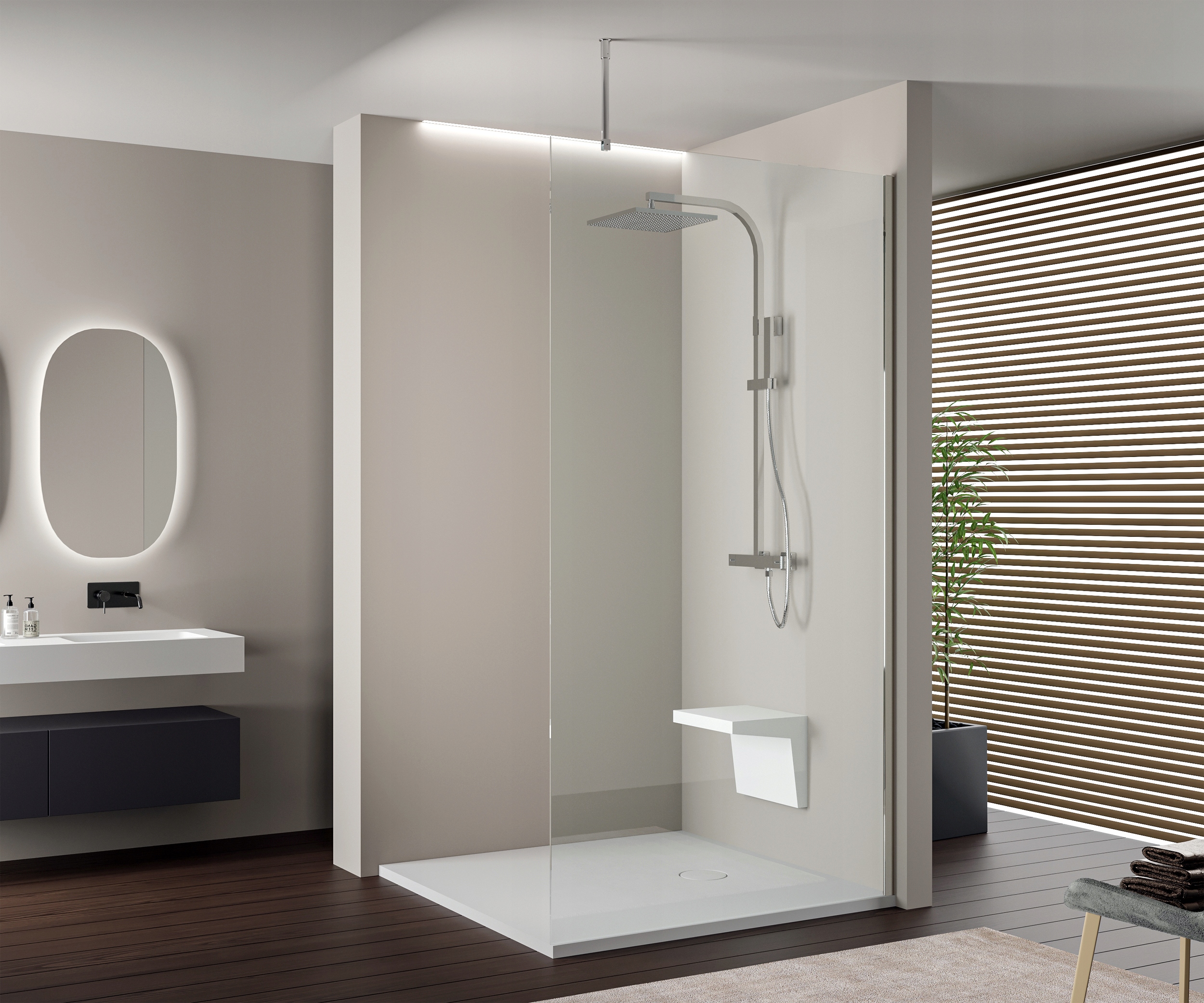Ścianka prysznicowa 100cm Walk-In EX103 profil chrom drążek sufitowy