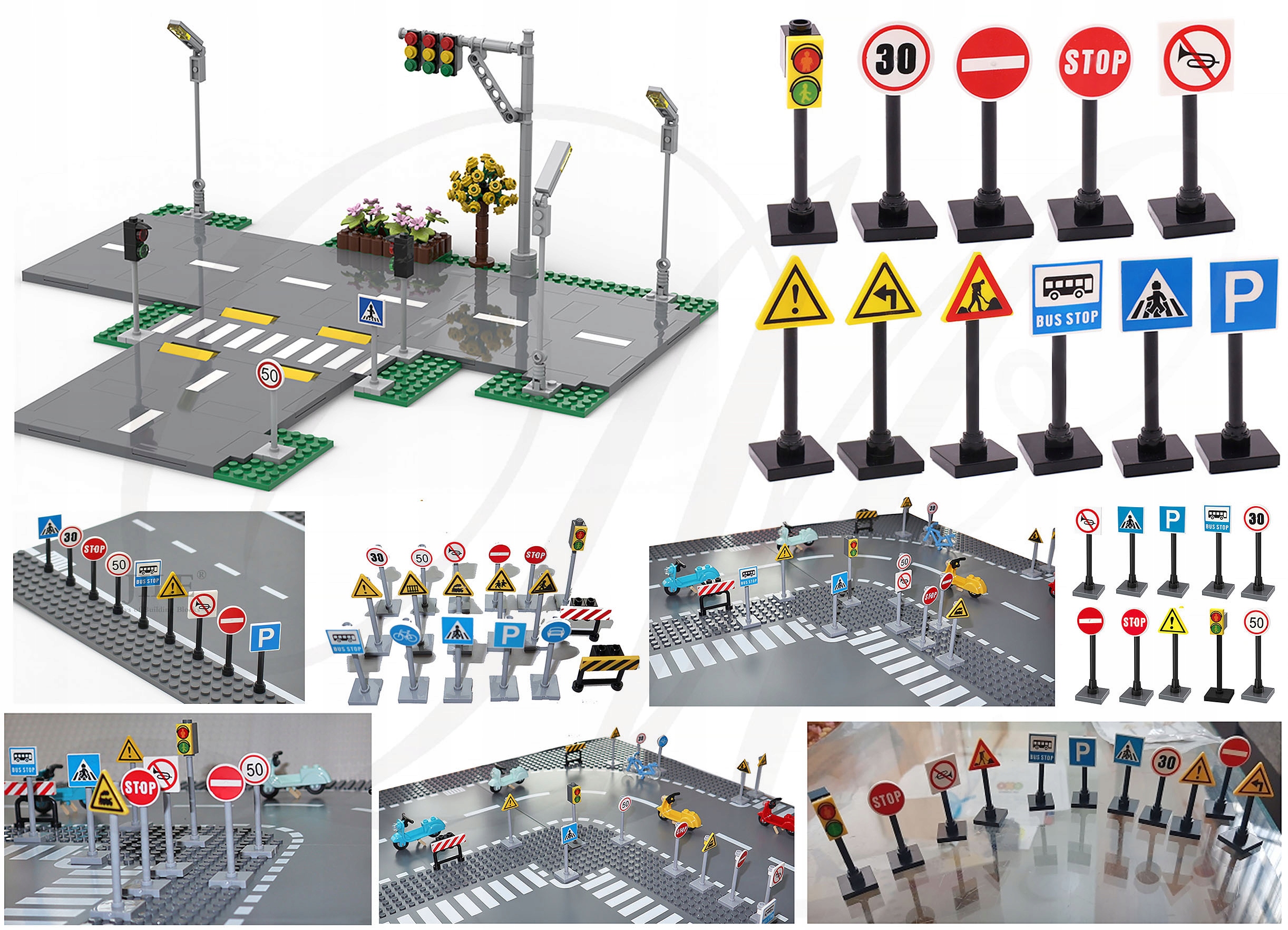 ZNAKI DROGOWE KLOCKI figurka płytka samochód city samochód miasto droga Numer produktu 2390