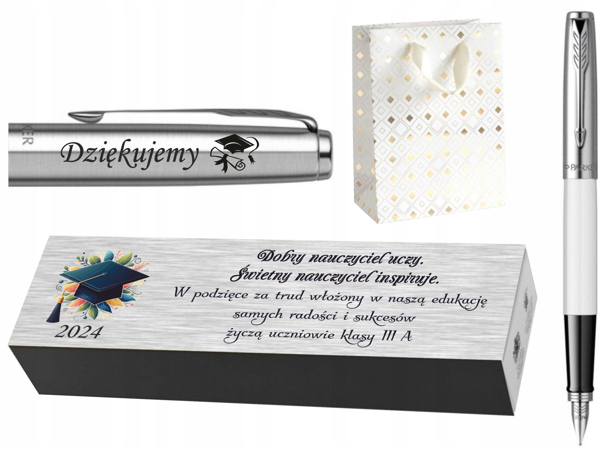 PREZENT DLA NAUCZYCIELA NA KONIEC ROKU PARKER JOTTER BIAŁY PIÓRO Z GRAWEREM