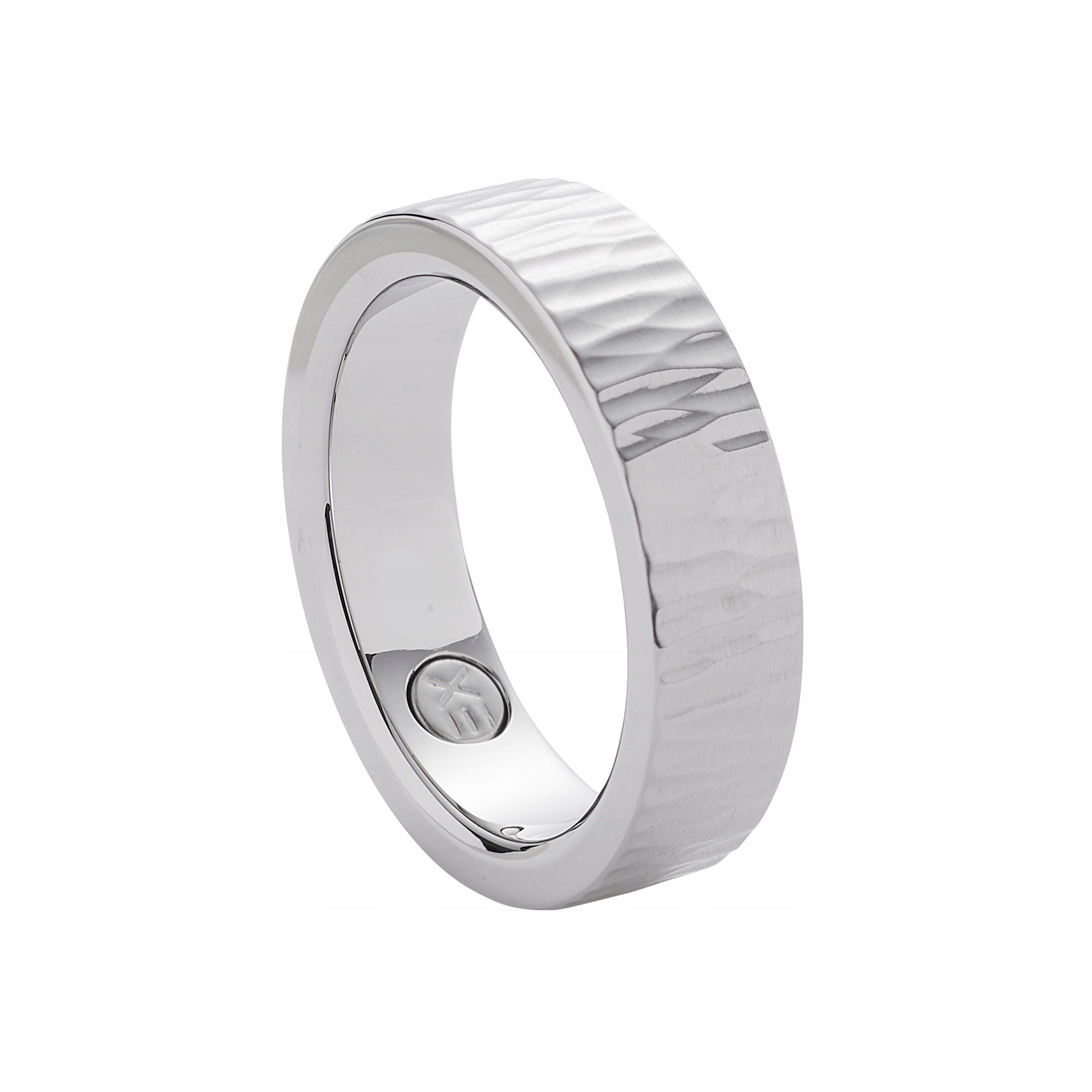 Pánský magnetický prsten stříbrné barvy Ocel s texturou