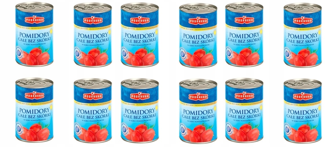 12x 400g Podravka Pomidory całe bez skórki Zgrzewka