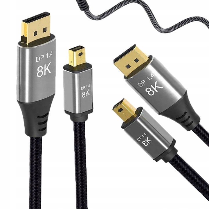 KABEL MINI DISPLAYPORT PRZEWÓD DO MONITORA MINI DP - DP 8K 60HZ 2M