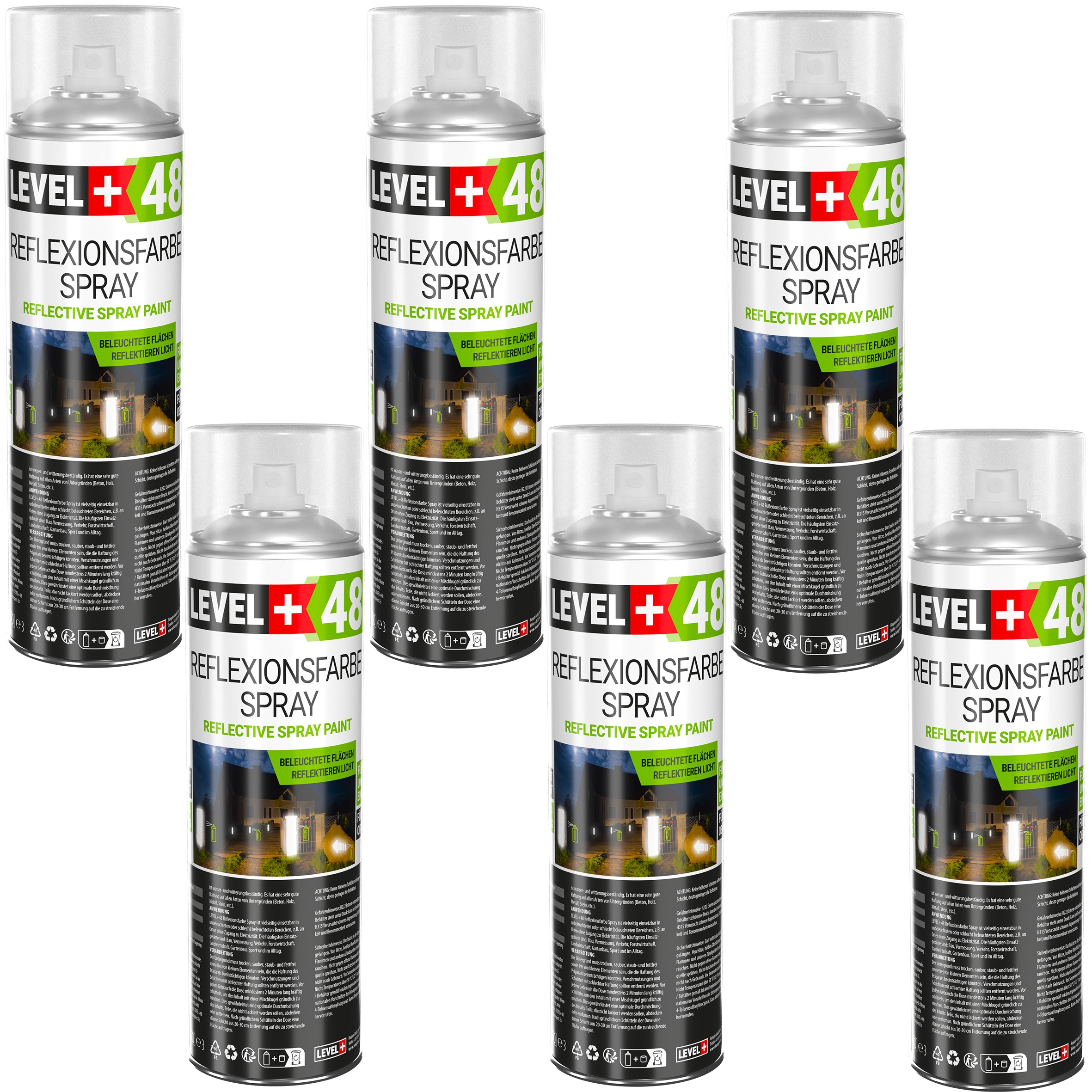 Reflexní Barva 6 Ks barva , která v noci odráží světlo. Reflexní barva 500 ml.