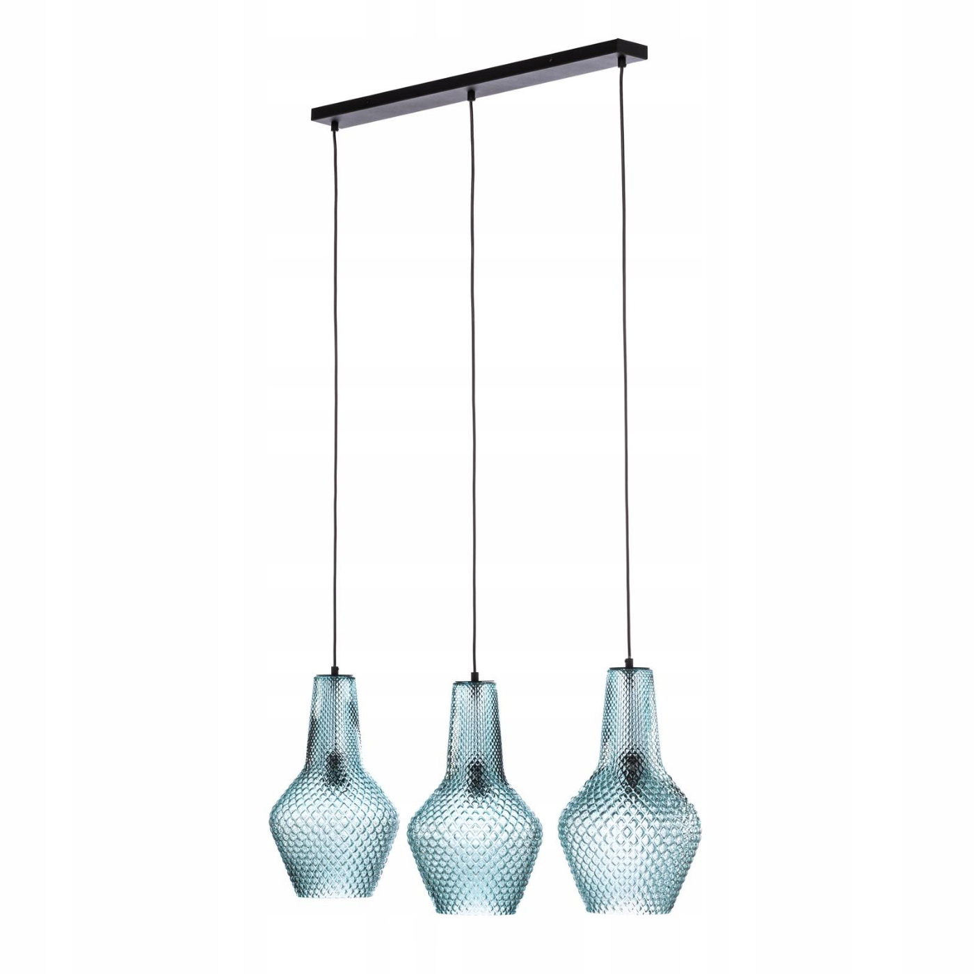 Lampa wisząca Lindby Drakar, 3-punktowa, jasnoniebieska, szkło, Ø 25 cm