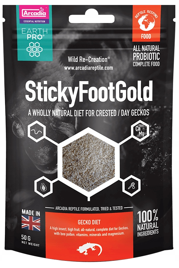 Levně Arcadia Earth Pro Stickyfoot Gold 180 g – Krmivo pro ovocnožravé gekony