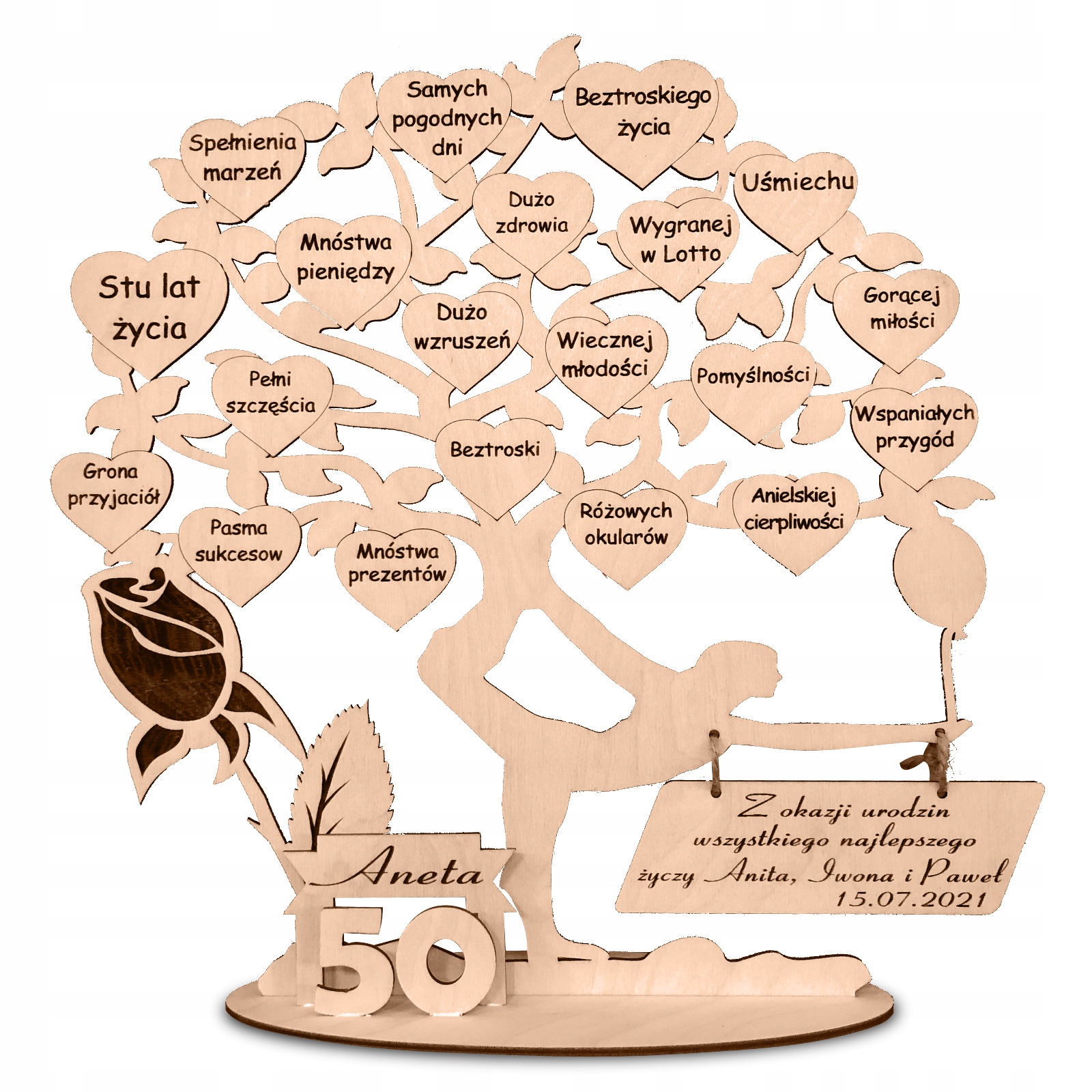 Narozeninový stromek gravírovaný laserem do dřeva