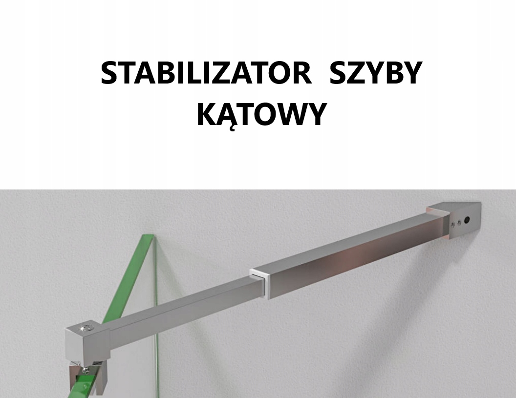 Stabilizátor skla úhlový boční nastavitelná stěna – sklo 450 mm Satén