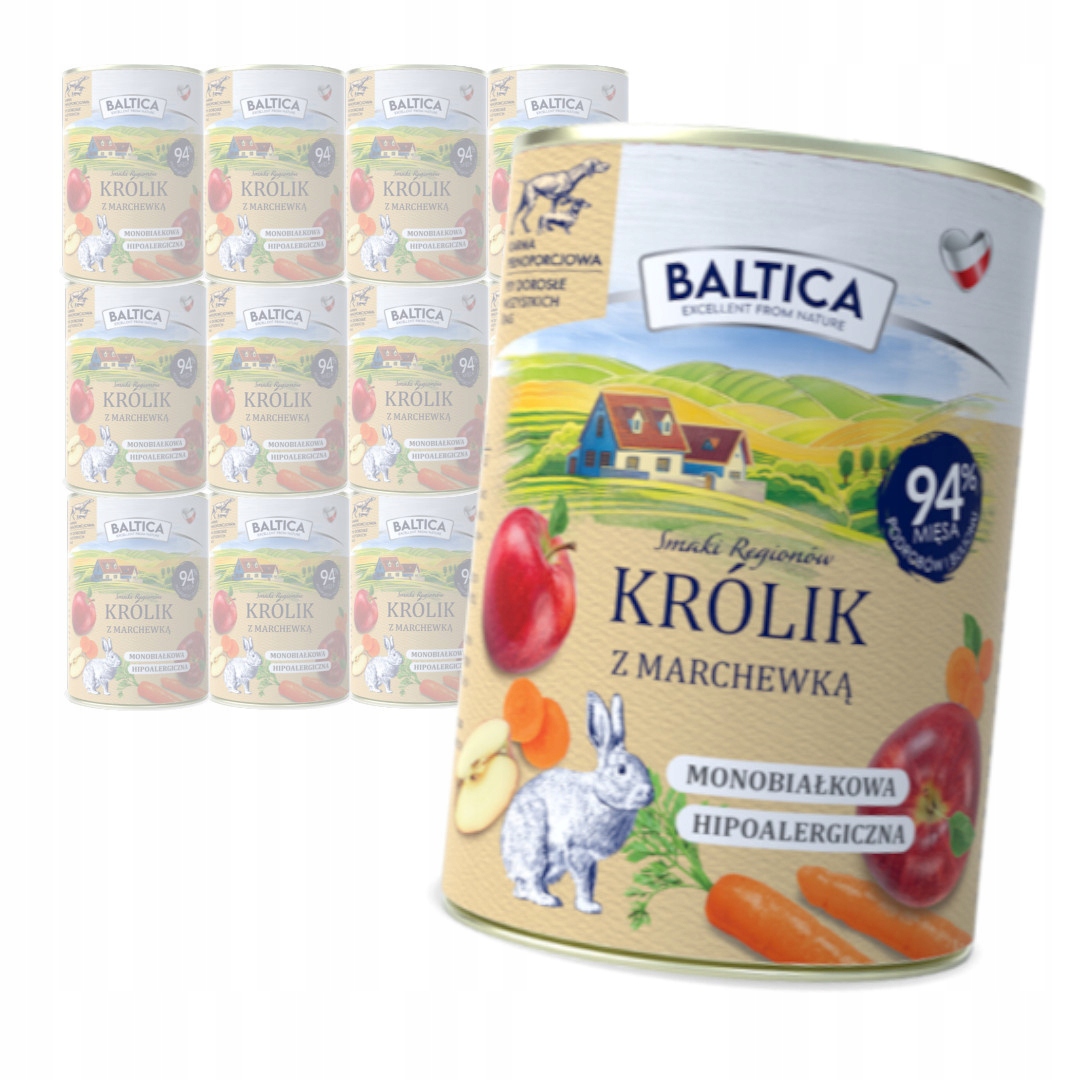 Levně Baltica Králík s mrkví 12x400g Hypoalergenní Vlhké Krmivo pro psy