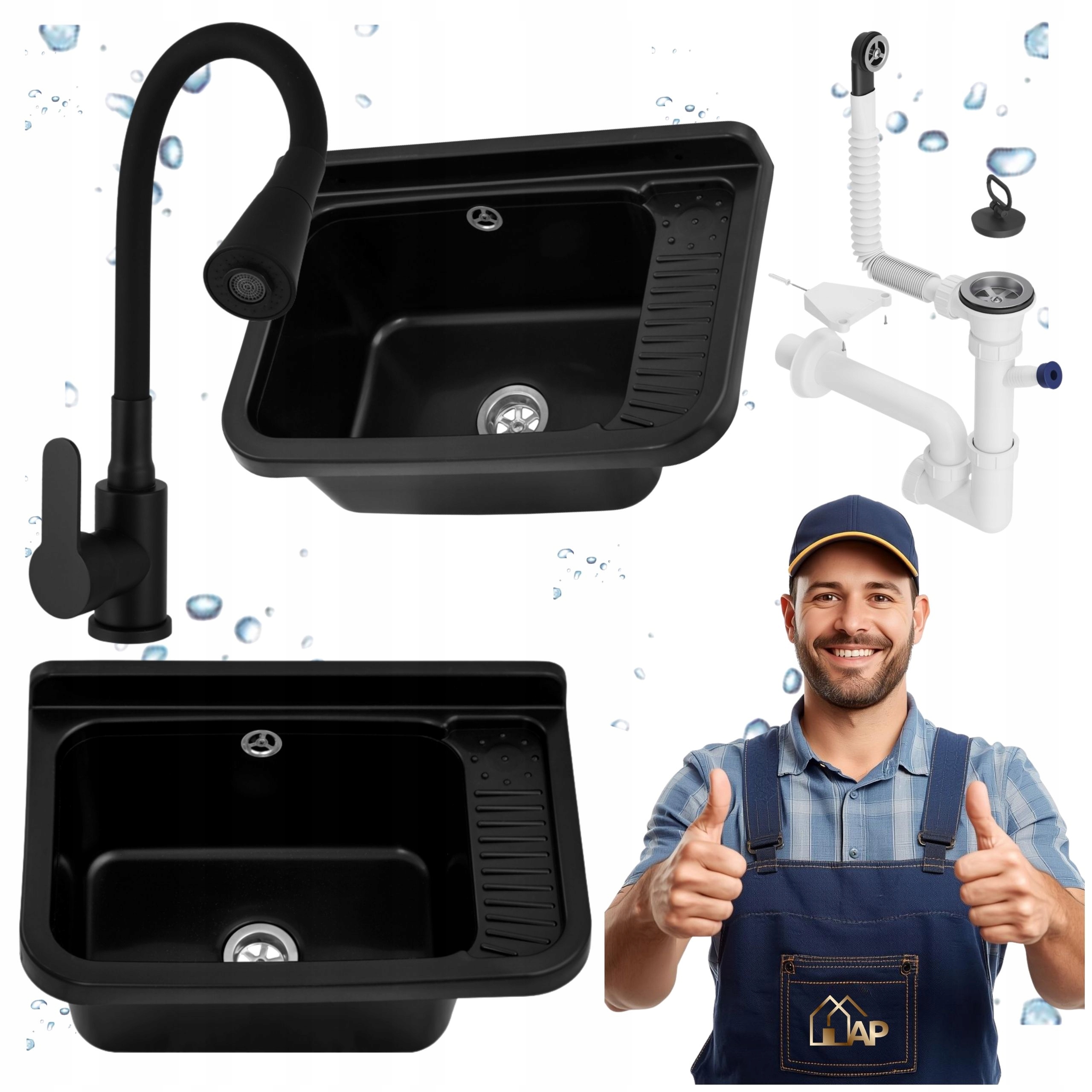 Technická komora Černá Technický Dřez Baterie Flexibilní prádelna Garáž