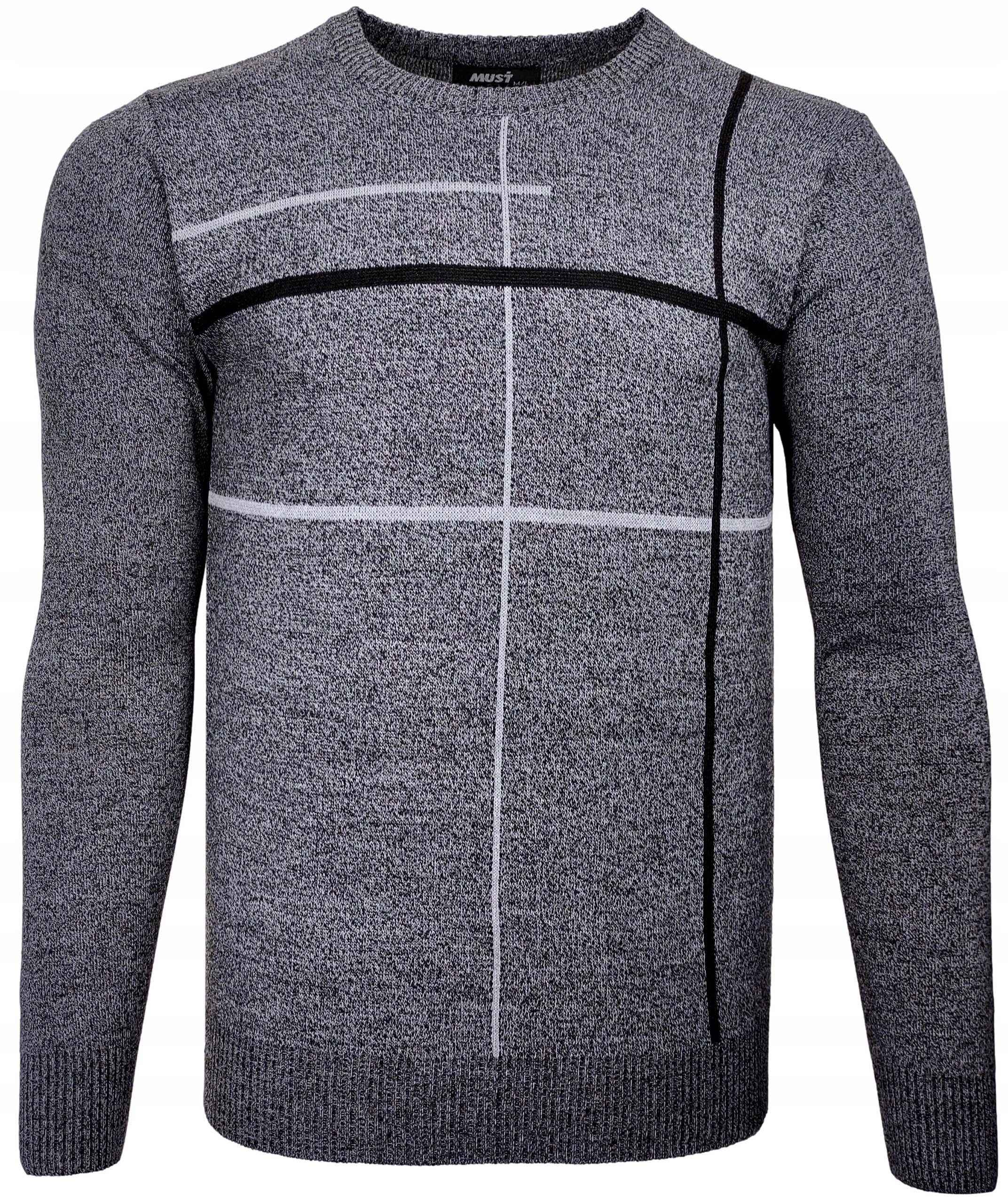 

Sweter męski we wzory grafitowy O164 r. M/L