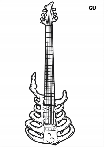 

PK16GU Tatuaż zmywalny Gitara Heavy Metal retro