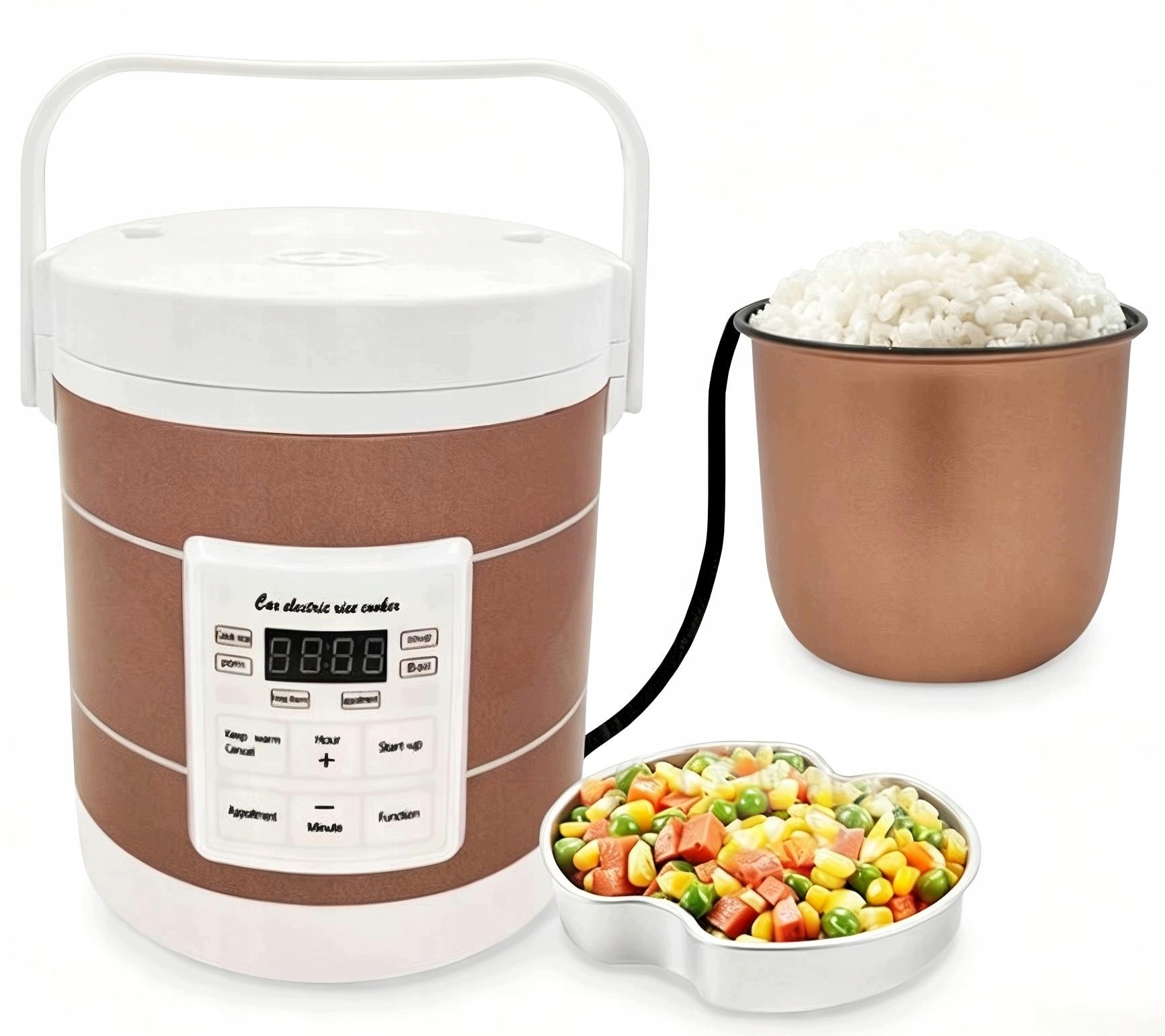 Multicooker Automobilový 1,6L Rýžovar 12V 24V Kamion Bus LCD Časovač Garnek Ele