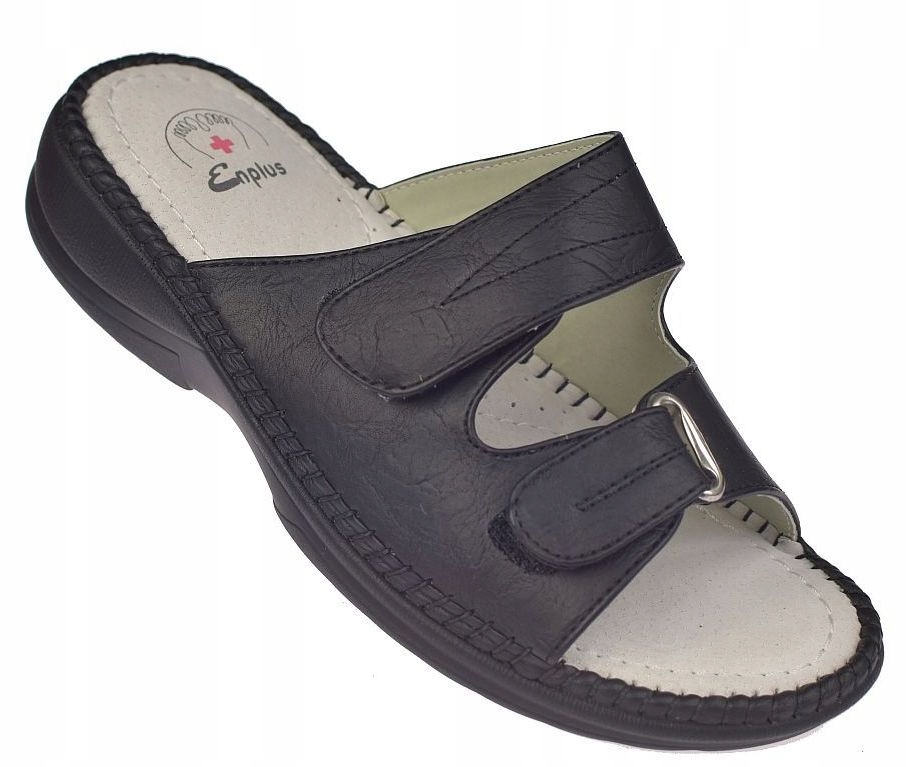 Nazouváky na suchý zip s koženým podpatkem, vložka RS006 Bk, vel. 38