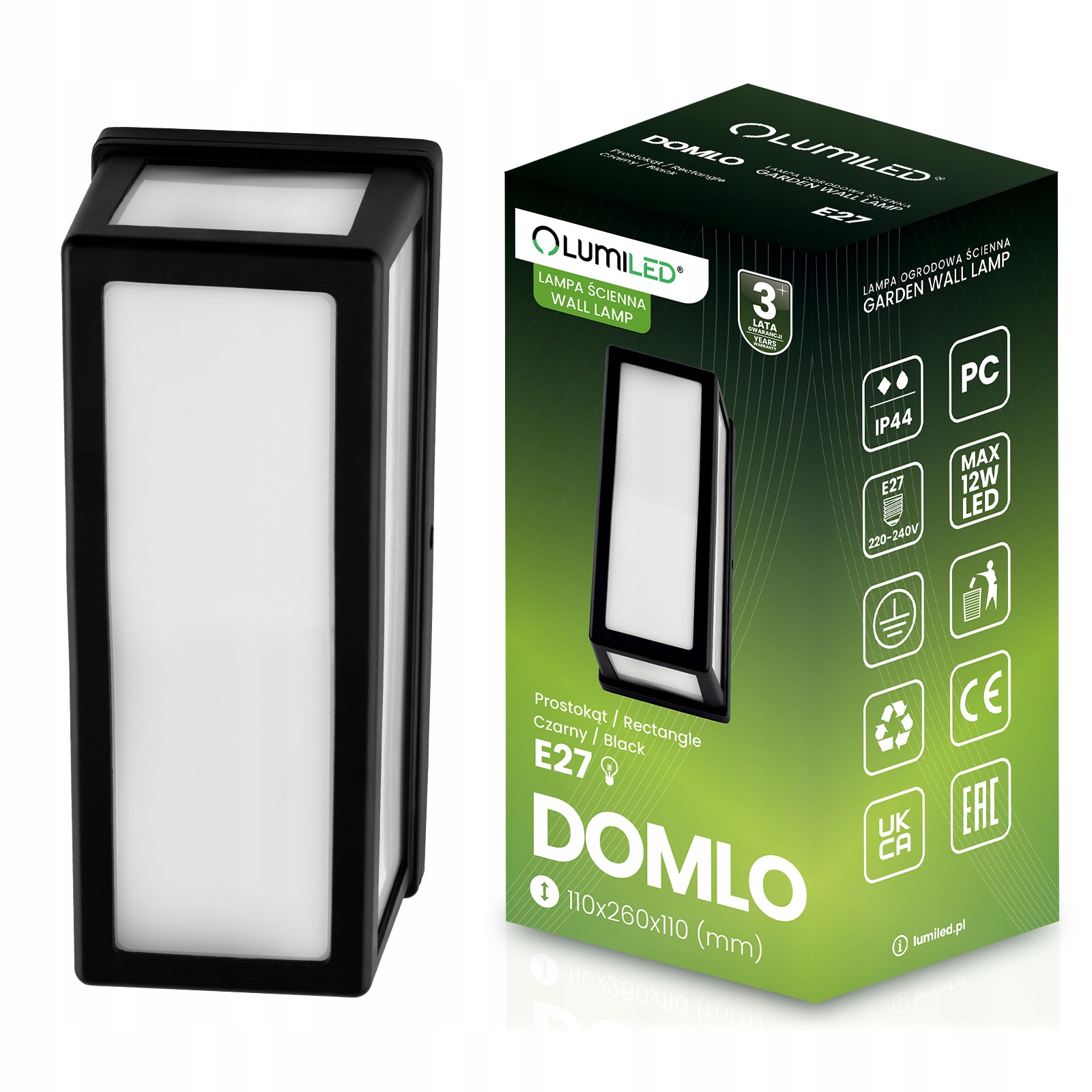 Zahradní nástěnné svítidlo Fasádní venkovní nástěnné svítidlo E27 Led Černá