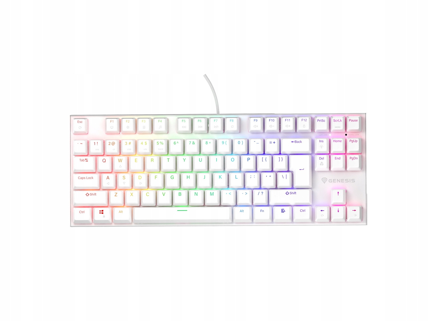 Genesis tichá herná klávesnica Thor 303/ Tkl/ Rgb/ Outemu Peach Silent/…