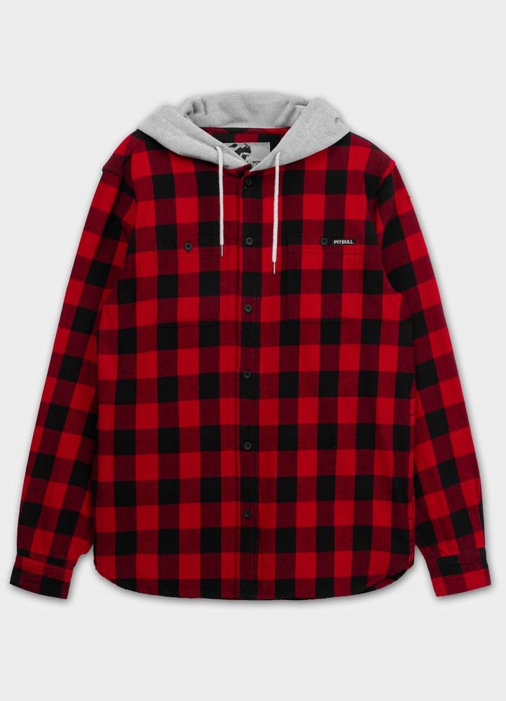 Pánská flanelová košile s kapucí Pitbull Woodson Košile s mřížkou Bavlna