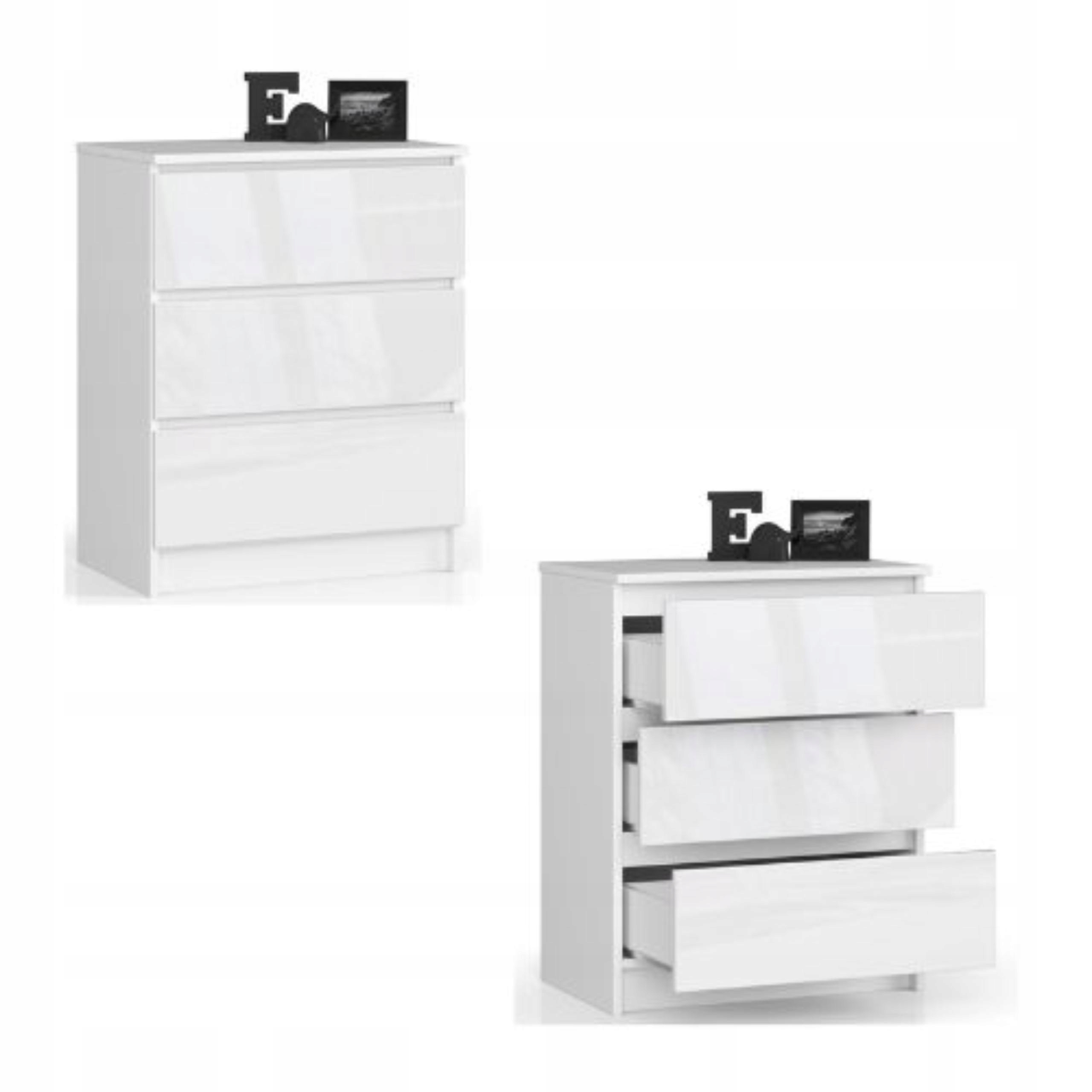 Komoda, skrinka K60 3 zásuvky Biela biely lesk Akd