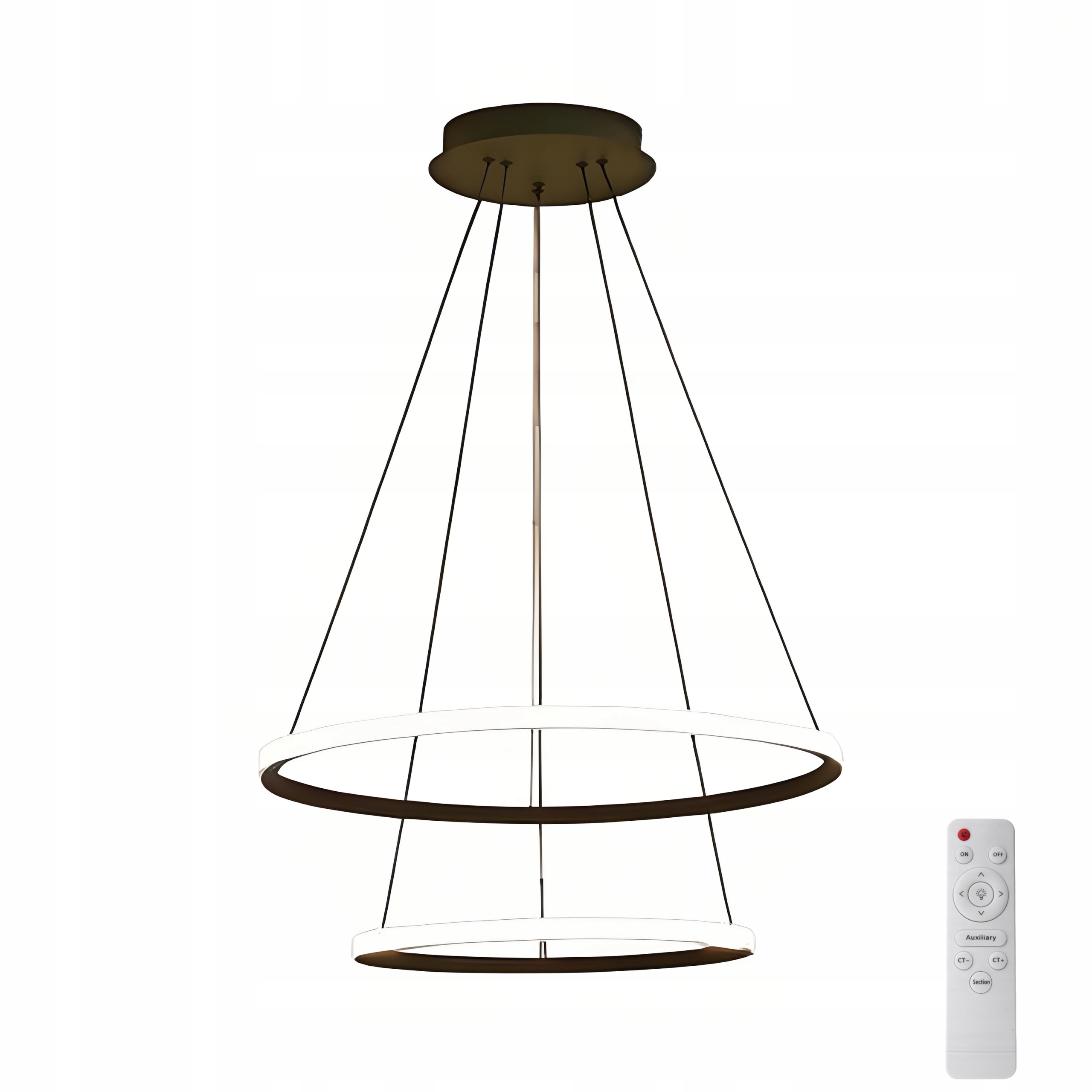 Závesná Led Stropná Lampa Luster 60CM 60W Moderná Čierna Ringová S Diaľkový Ovládač