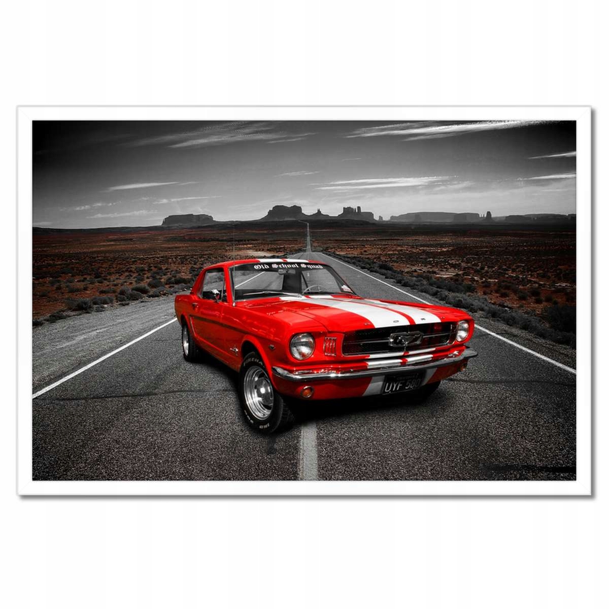 Plakáty v rámu 60x40 Červený Ford Mustang