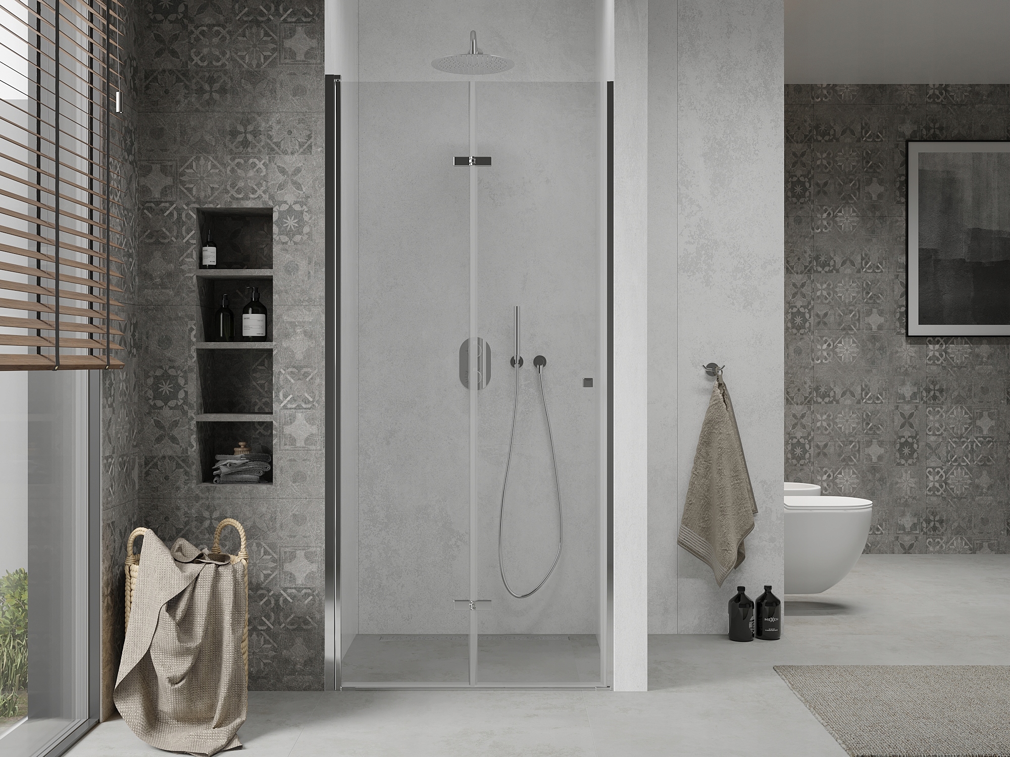 MEXEN LIMA DRZWI PRYSZNICOWE SKŁADANE 115 cm 6mm Mocowanie uniwersalne