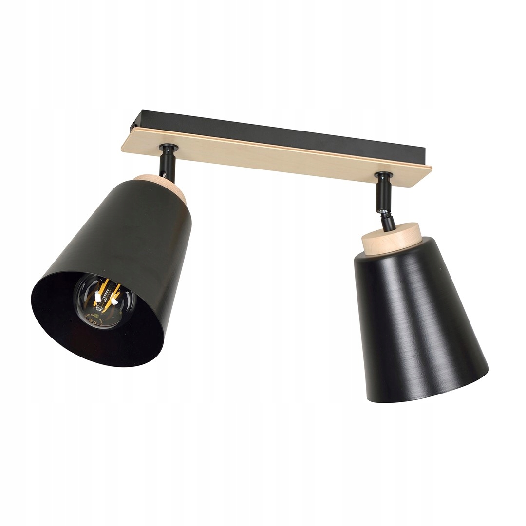 Stropní svítidlo Atlas 2 Black skandinávská, dřevo, černá