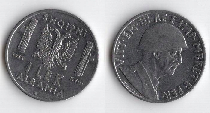 ALBANIA OKUPACJA WŁOSKA 1939 1 LEK
