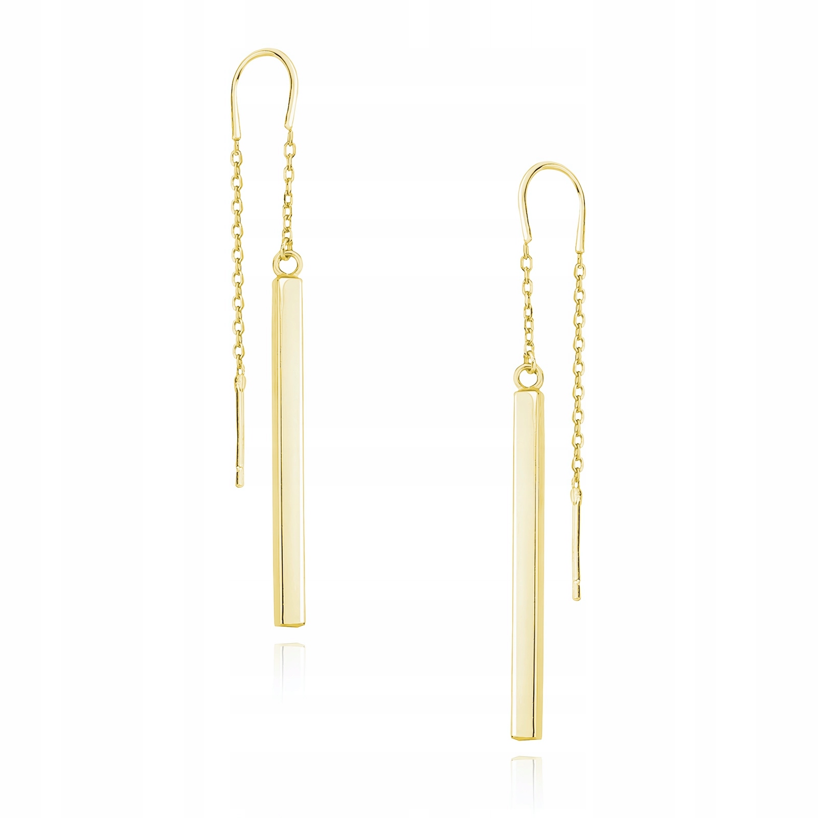 Przewlekane Pozłacane Srebrne Kolczyki Sztabka