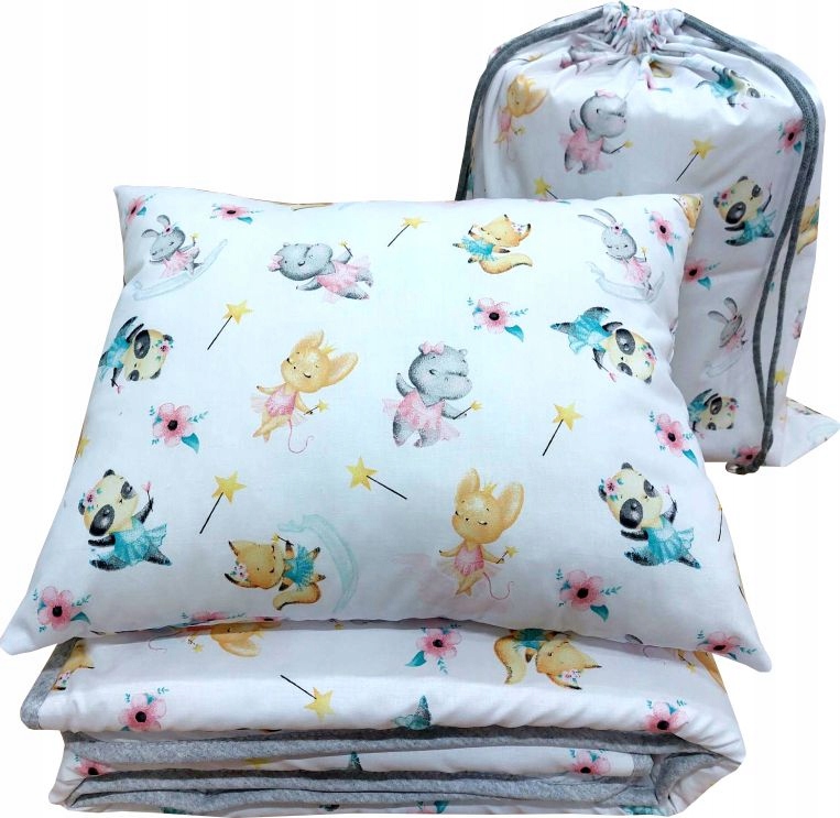 Pościel 75x100 do przedszkola + poduszka + worek + imię