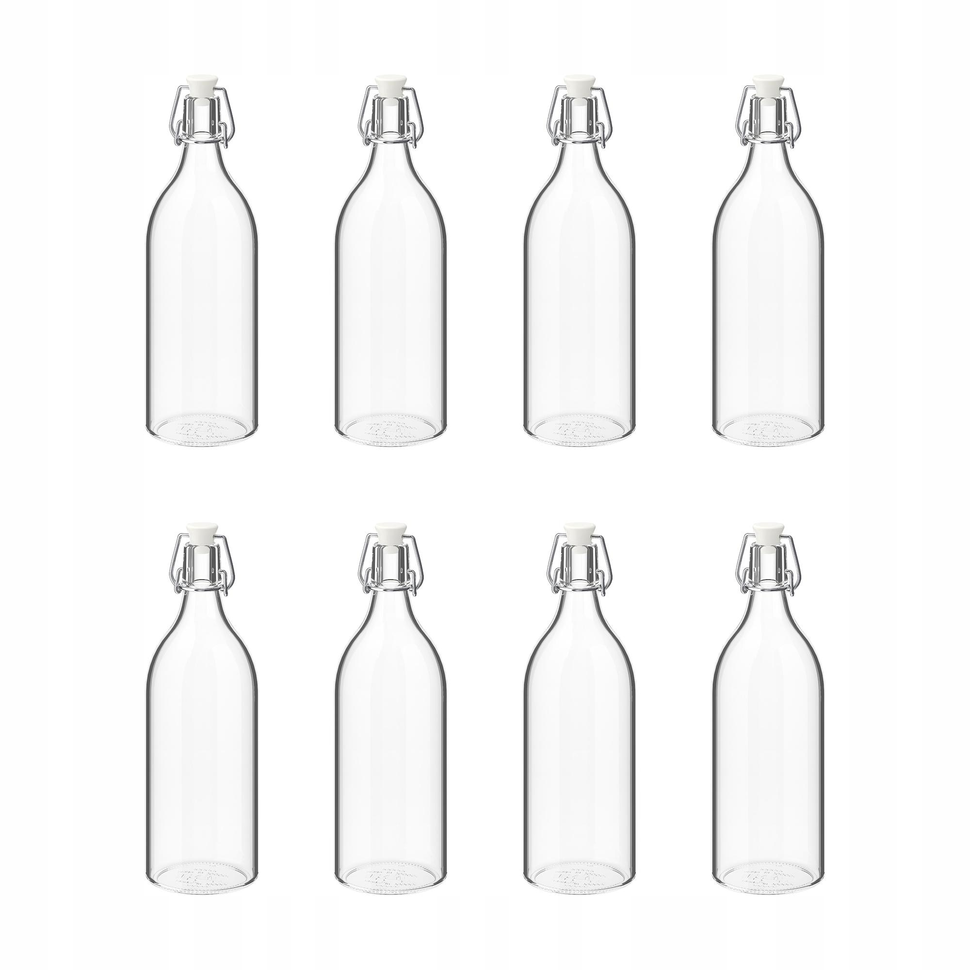 8 ks Láhev Korken 1 l sklo s víčkem na nápoje